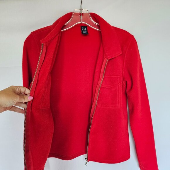 GAP Women's Red Fleece Zippered Jacket with Pockets, Size XS - Picture 6 of 16